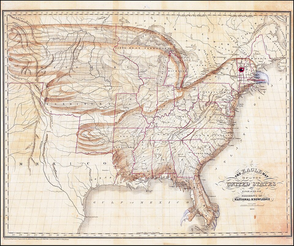 Eagle Map of the United States Engraved For Rudiments of National Knowledge, edit.jpg
